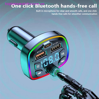 Toplanswatchstore Q7 5.0 Bộ sạc ô tô Máy phát FM trên ô tô rảnh tay Đèn LED Mp3 Player True 3.1A Cổng USB kép PD Sạc VN
