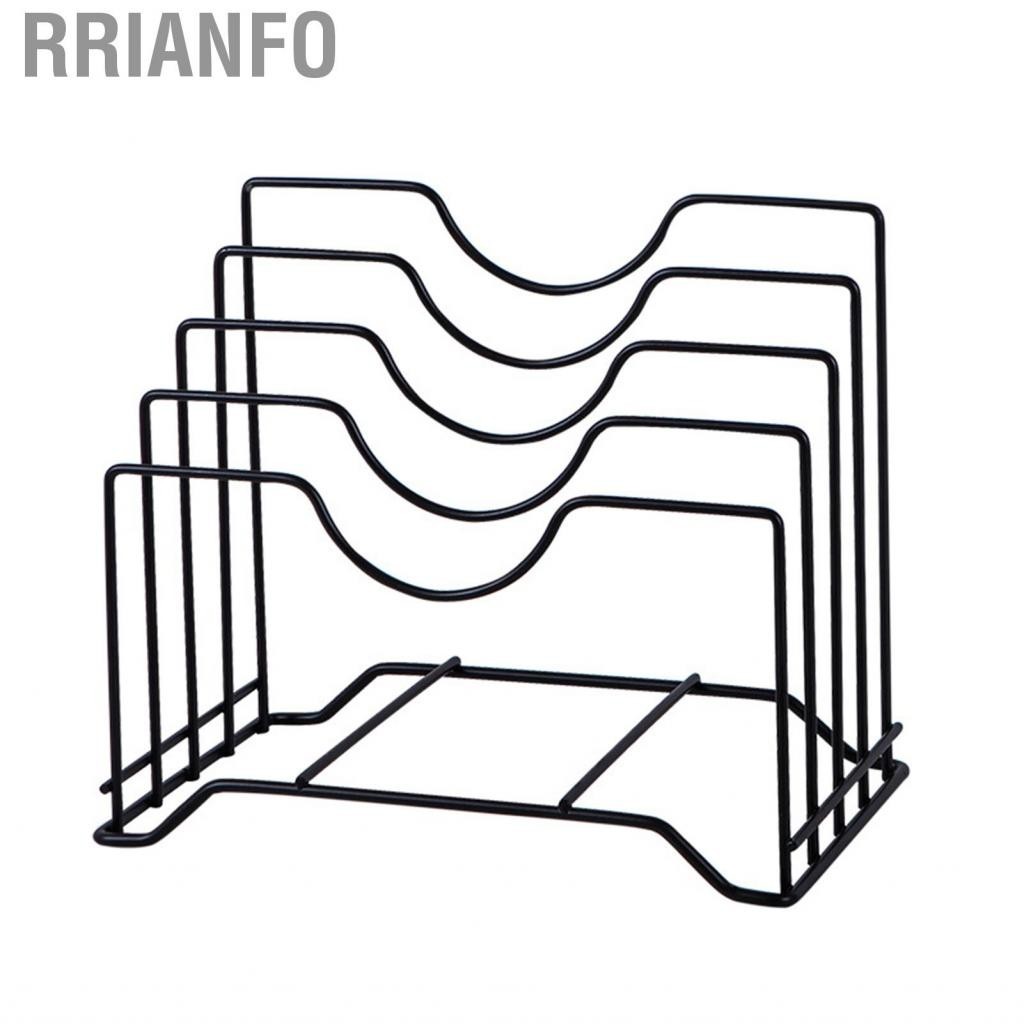 Rrianfo Chopping Board Storage Rack Iron 4 Slots Integrated Pot Lid Holder for Kitchen Countertop