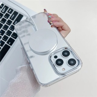 [Jlk] Dành Cho iPhone 15 Pro Max Gương Bạc Sang Trọng Khung Silicon Từ Tính Ốp Lưng Điện Thoại Cho iPhone 12 13 14 Plus Vỏ Bảo Vệ