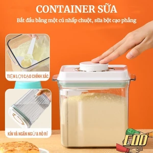 Hũ Nhựa Hình Chữ Nhật Hũ Kín Hũ Nhà Bếp Các Loại Hạt Trong Suốt Hộp Bảo Quản Hũ Sữa Bột 1.8/2.4L