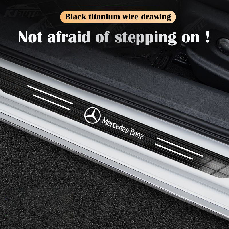 ✨ Mercedes Benz Cao Cấp Tùy Chỉnh Kim Loại Sill Bảo Vệ Chống Trầy Xước Chống Bụi Bẩn Thép Không Gỉ Bảo Vệ Cửa Xe Ô Tô Miếng Dán Trang Trí Phụ Kiện Cho GLE E C GLC A CLA Class