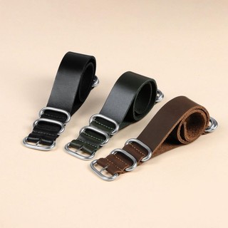 Vintage Mềm Nato Da Đồng Hồ Dây Đeo Top Lớp Da Bò Zulu Đồng Hồ Đa Năng Thay Thế Năm Nhẫn Dây Đeo Tay Cho Nam Nữ 18mm 20mm 22mm Vòng Tay Cổ Điển Retro