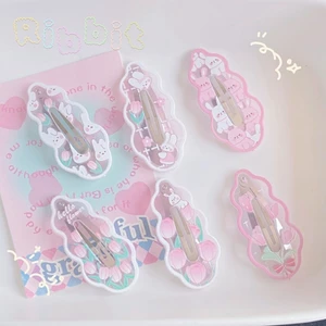 Sáu Tulip Thỏ Bb Kẹp Hồng Dễ Thương Ngọt Ngào Hoạt Hình Nổ Edge Kẹp Mũ Đội Đầu Kẹp