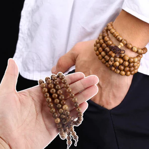 108 Vòng Tay Đính Hạt Phật Bằng Gỗ - Wenge Cầu Nguyện Hạt Gỗ Vòng Tay Tây Tạng - Nam Nữ Lắc Tay Phật Giáo - Trang Sức Gỗ Đàn Hương Phong Cách Trung Hoa