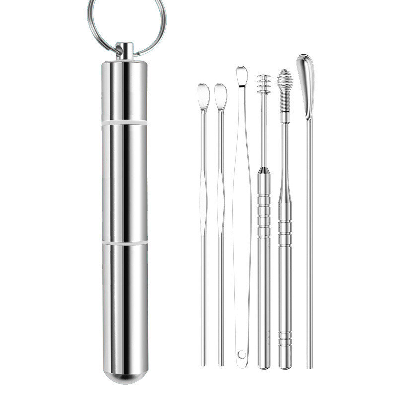 Ảnh Muỗng tai bằng thép không gỉ Bộ 6 món dụng cụ lấy tai cầm tay xoắn ốc 2