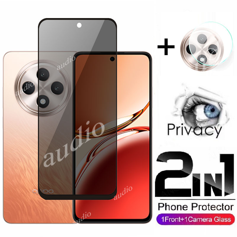 Màn hình riêng tư 2in1 có màng ống kính cho OPPO Reno 12F 12 F 5G 4G 2024 Bảo vệ màn hình riêng tư Phim kính cường lực cho OPPO Reno12 F Reno12F 5G 4G Kính máy ảnh Mặt trước Phim chống gián điệp
