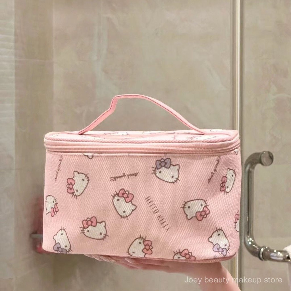 Hello Kitty Cute Printing Large Capacity Portable Cosmetic Bag Portable Wash Handbag Storage Bag HQSA