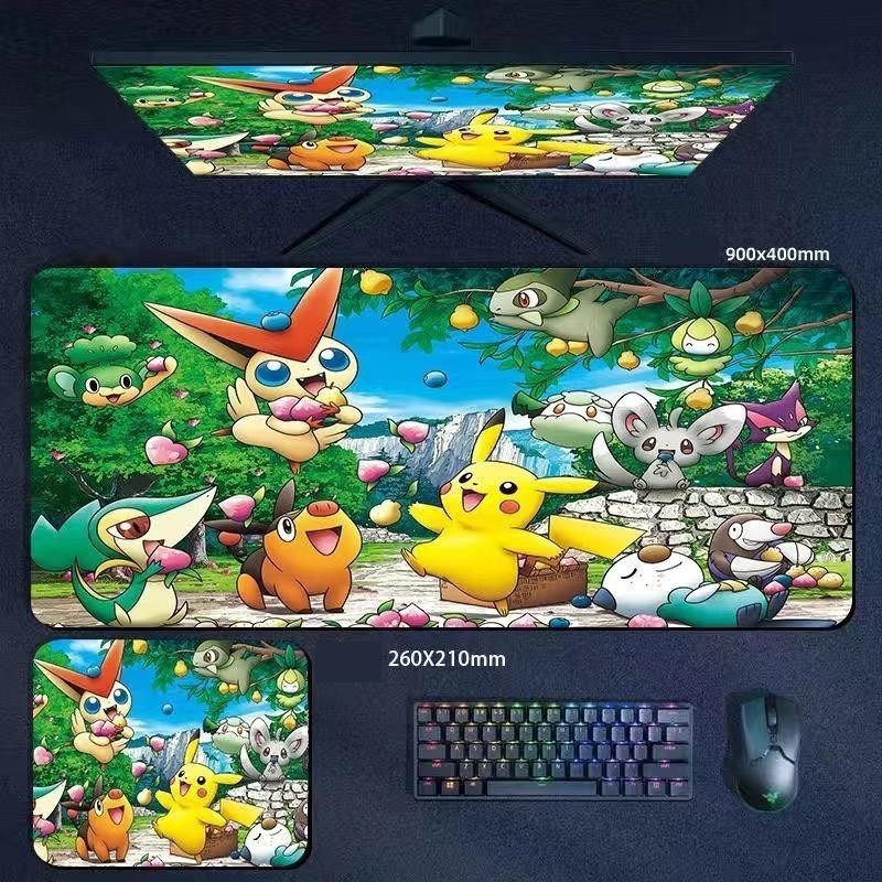 Miếng Lót Chuột Pokémon Go Pikachu Cực Lớn Bàn Phím Máy Tính Dày Thảm Bàn 90 * 40 / 80 * 30 / 60 * 30 / 26 * 21cm Hoạt Hình Dễ Thương Trang Trí Bàn Làm Việc Quà Tặng Cho Bé Trai Người Bạn