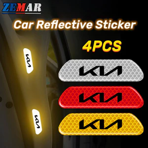 4 KIA Cửa Xe Phản Quang Miếng Dán Chống Trầy Xước Miếng Dán Cảnh Báo An Toàn Miếng Dán Xe Hơi Sáng Dạ Quang Vào Ban Đêm Cho KIA EV6 GT Carnival Soul EV Picanto Rio K5 Cerato Sorento Sp