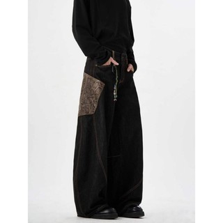 Gksss Quần jean nam Mỹ retro chất lượng cao phong cách hip-hop python nối quần jean scimitar