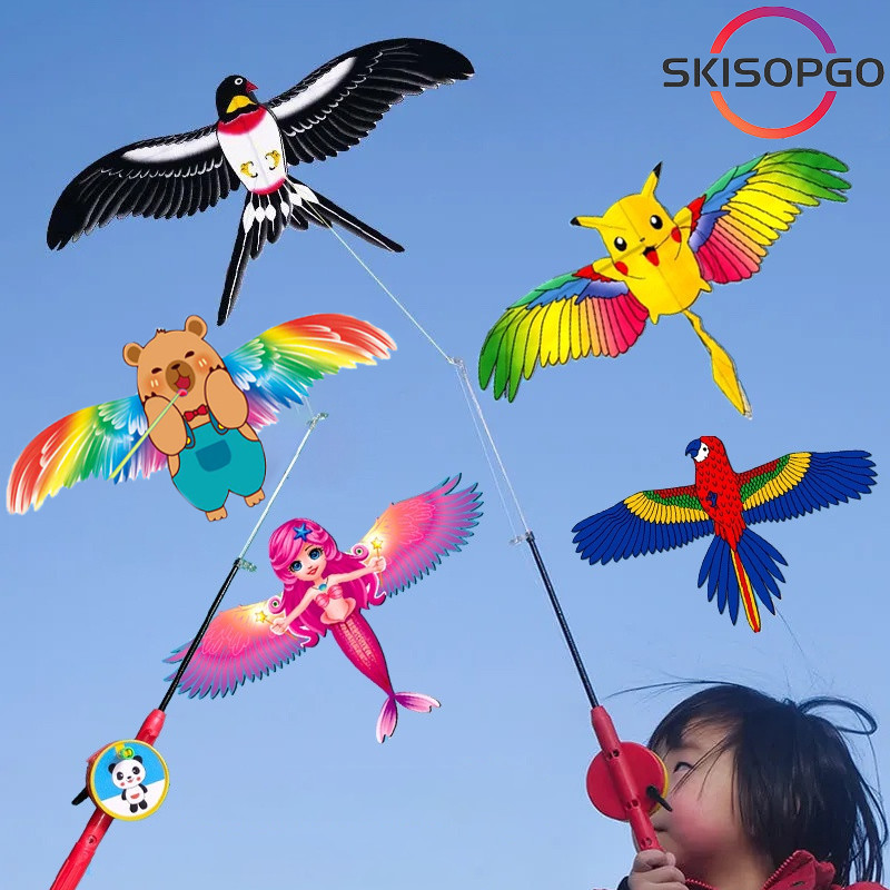 【SKISOPGO】Diều Mini Kích Thước 35-60cm Có Cần Câu Điều Khiển Cho Bé (diều giá rẻ, diều hoạt hình,diều mini,diều đại trà)