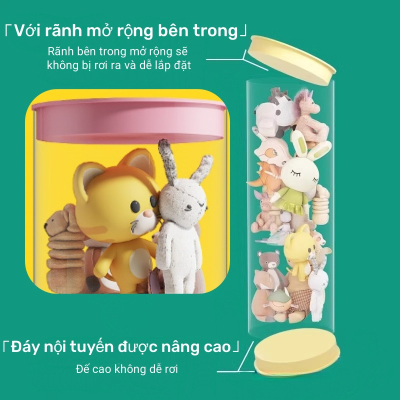 Hộp Đựng Đồ Chơi Thú Nhồi Bông Em Bé Bằng PET Có Khóa Kéo Dễ Sử Dụng Chống Bụi Hình Trụ Sang Trọng