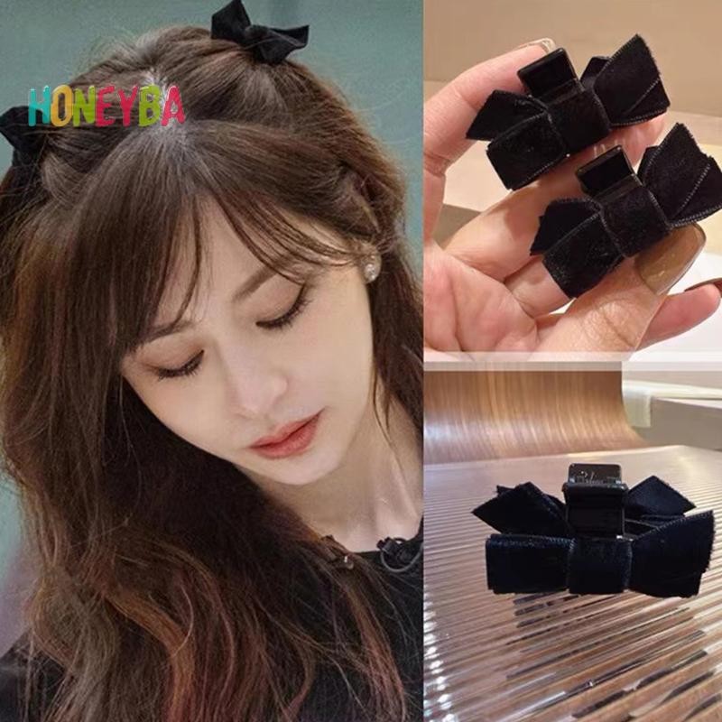 < Honeyba > 1 Nơ Ngọt Ngào Tóc Nhỏ Vuốt Kẹp Công Chúa Nhung Nơ Vuốt Kẹp Mũ Bé Gái Nữ Hàn Quốc Phụ Kiện Tóc