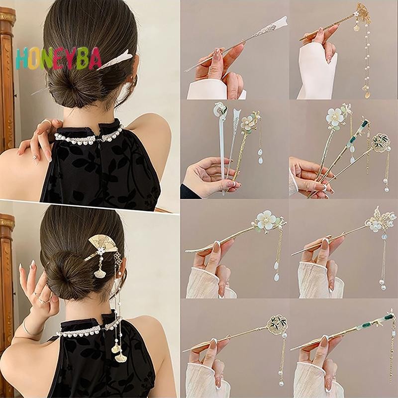 < Honeyba > Kẹp Tóc Trung Quốc Cổ Điển Dành Cho Nữ Ngôi Sao Hoa Tươi Handmade Kẹp Tóc Quyến Rũ Phụ Kiện Trang Sức Đồ Trang Trí Tóc