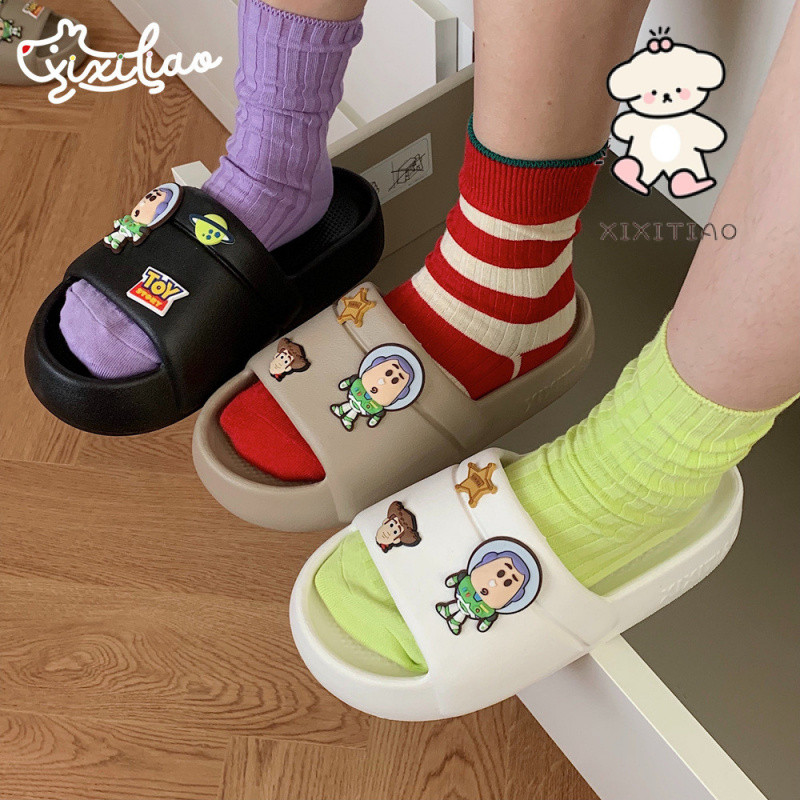 Xixitiao Bé Gái Câu Chuyện Đồ Chơi Buzz Lightyear Dép Mùa Hè 2024 Phong Cách Mới Ngoài Trời EVA Đế Mềm Hoạt Hình Dép Dép Dép