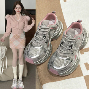 phong cách Hàn Quốc Giày thể thao nữ đế dày 4 phân lưới thoáng khí mẫu hot