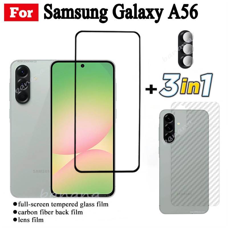 Phim Kính Cường Lực 3 TRONG 1 Samsung Galaxy A56 Cho Samsung Galaxy A36 A26 A16 A05 A06 A05S A15 Kính Bảo Vệ Màn Hình Toàn Bộ + Phim Ống Kính Máy Ảnh + Phim Mặt Sau