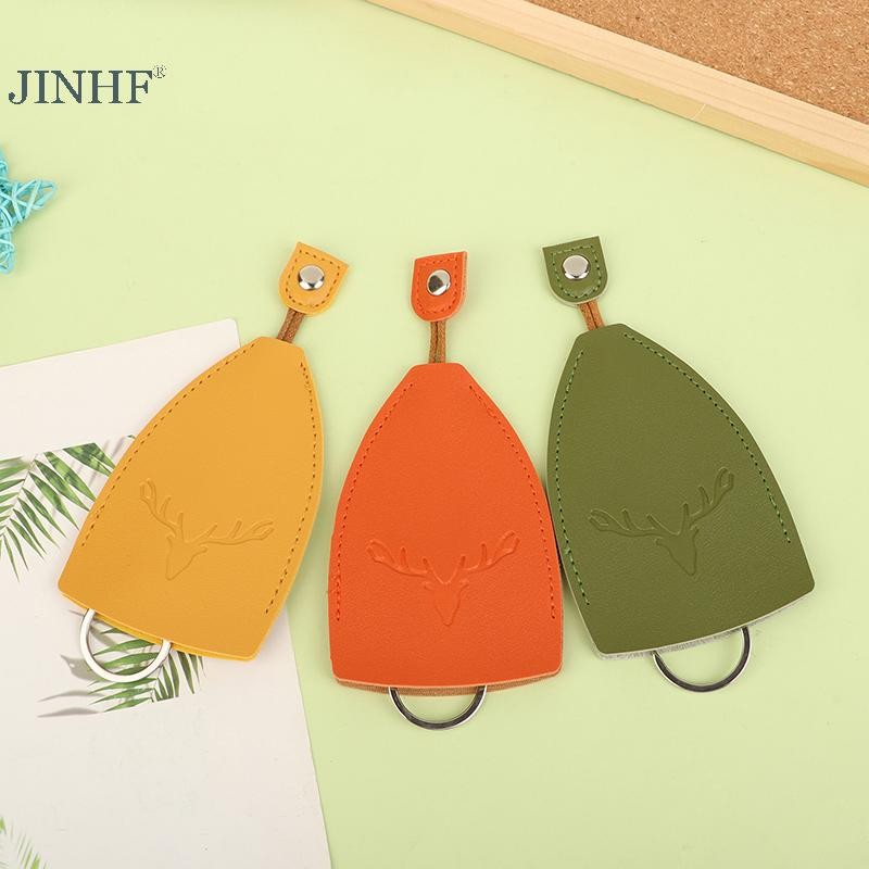 JINHF Ví đựng chìa khóa da Giáng Sinh hình nai sừng, kéo ra, loại túi đựng chìa khóa, móc khóa da HOT