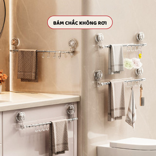 Giá Treo Khăn Nhà Tắm Cốc Hút Góc Tường Xoay 180 Độ Đa Năng Kèm Móc Tăng Giảm Chiều Dài NGÓI HOME-KNT04