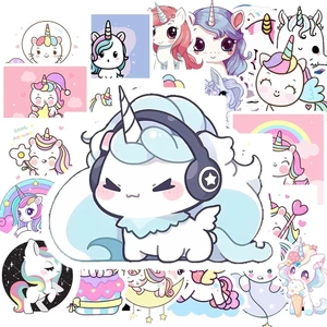 Hộp 50 Sticker Hình NGỰA UNICORN Decal Phản Quang 7 Màu Halogram Chống Nước NSX Gì Cũng In | MS: 000194