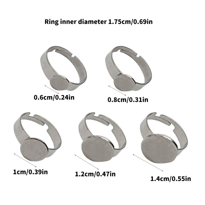 Nhẫn thép không gỉ, khung điều chỉnh linh hoạt - Bộ 10 chiếc cho trang sức handmade