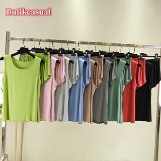 Phụ Nữ Xe Tăng Quần Bộ Đồ Ngủ 2 Bộ Mùa Hè Mỏng Trơn Rời Phù Hợp Với Kích Thước Lớn