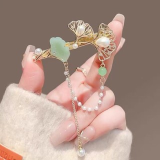 MAUROPOLI [Sẵn sàng] Kẹp tóc lá bạch quả phong cách Trung Quốc mới Phụ kiện tóc Hanfu cổ Hoa bên mỏ vịt Kẹp cô gái Nổ Kẹp mũ đội đầu
