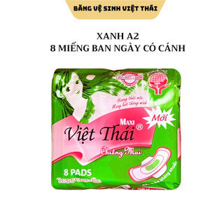 Combo 10 gói (80 miếng) Băng vệ sinh có cánh VIỆT THÁI A2, bvs giá rẻ bông tự nhiên thấm hút tốt an toàn cho da