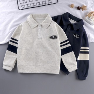 (2-12Y) Phong Cách Hàn Quốc Bé Trai Cô Gái Ấm Áp PoloSweater Xuân Thu Trẻ Em Ve Áo Sọc Áo Len Chui Đầu
