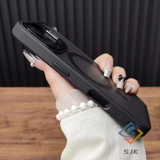 Đi kèm với giá đỡ ống kính ốp điện thoại mờ cho iPhone 16 Pro Max 15 14 13 12 11 Pro Max plus ốp lưng cứng mờ chống vân tay có lực hút từ tính