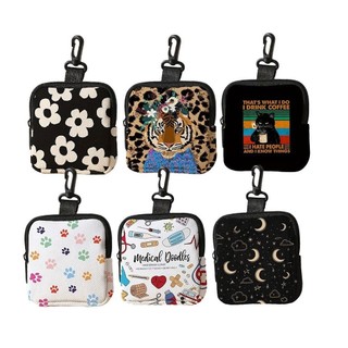 Ví NETDWELL, Ví đựng tiền xu Mini in hình chó mèo, Túi đựng dây kéo di động nhẹ bền bỉ hợp thời trang Quà tặng bạn bè
