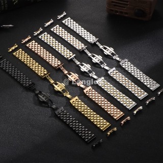 Dây đeo đồng hồ bằng thép không gỉ nguyên khối 12-22mm 12 14 16 18 19 20mm 21 22 Tổng thống Dây đeo đồng hồ 5 hạt cho nam giới Vòng tay nữ Đầu phẳng Arc End Bạc Hồng Vàng Đen
