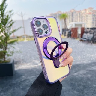 Gradient có thể thẳng thắn Ốp điện thoại cho IPhone 16 15 14 13 12 11 Pro Max Plus với chức năng giá đỡ kim loại Hỗ trợ từ tính Sạc không dây