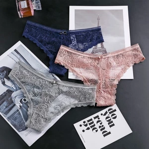 Zxyouping 1 / 3 Bộ Đồ Lót Gợi Cảm Cho Nữ Plus Size T Lưng Quần Ren Rỗng Ra Trong Suốt Dây G