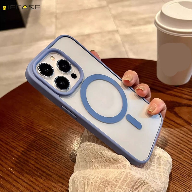 Ốp Từ Tính Tương Thích Cho iPhone 15 14 Plus 13 Mini Pro Max Ốp Điện Thoại Thu Hút Từ Tính Nhiều Màu Sắc Chống Rơi Chống Sốc Trong Suốt Đơn Giản Vỏ Acrylic Cứng Ốp Lưng