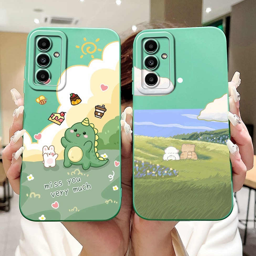 Dành Cho Samsung M14 5G Ốp Lưng Thẩm Mỹ Mèo Dễ Thương Sơn Cà Phê Silicon Chống Sốc Cho Samsung Galaxy M14 Vỏ M146B