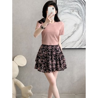 Kích Thước Lớn Mùa Hè Phong Cách Pháp Cao Cấp Chữ a Váy Ngắn Hoa Nữ Béo mm Mỏng Hơn Nhìn Bao Bụng Co Giãn Eo Voan Váy