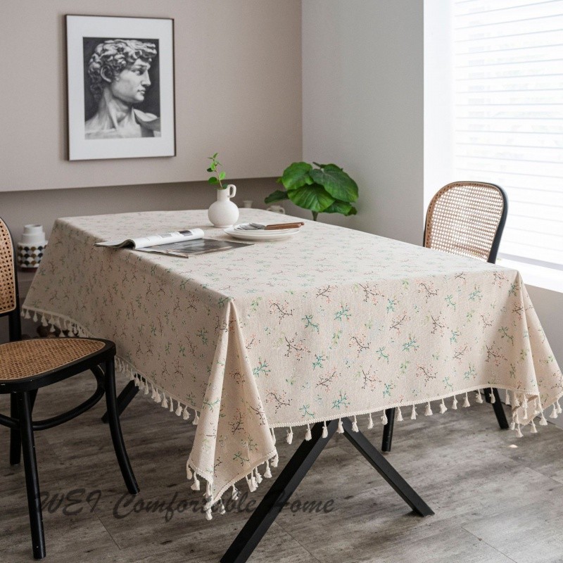 Đơn giản Nhỏ Tươi Cotton Vải Lanh In Khăn Trải Bàn Gia Đình Bàn Cà Phê Chống Bụi Khăn