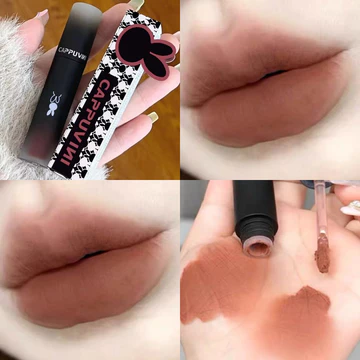 Cappuvini Đen Gợi Cảm Matte Lip Gloss Dark Liquid Lipstick Matte Lasting Chống Thấm Nước Môi Bùn Trà Sữa Trang Điểm Hàn Quốc