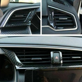 Lookshow 3 Bảng Điều Khiển Sợi Carbon AC Lỗ Thông Khí Ổ Cắm Bao Viền Khung Cho Xe Honda Civic Sedan 2016-2021 Q7Z5