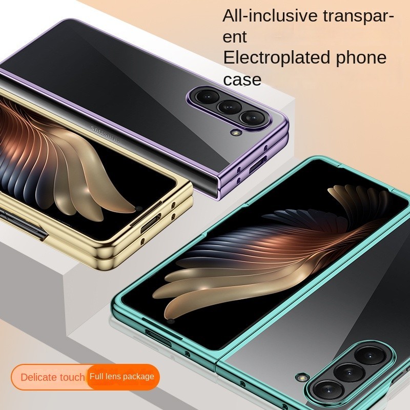 Ốp Điện Thoại Trong Suốt Mạ Điện Cho Samsung Galaxy Z Fold 6 5 4 3 Fold6 Fold5 Fold4 Fold3 Vỏ Cứng Trong Suốt Chống Rơi