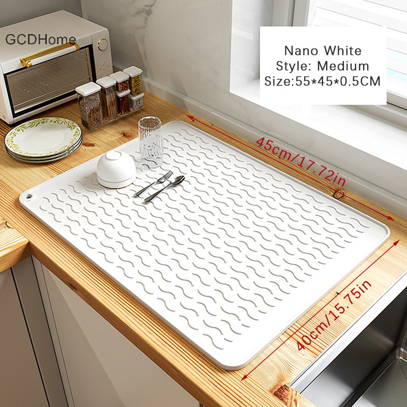 Gcdhome Silicone Dish Sấy Thảm Chịu Nhiệt Có Thể Gập Lại Chống Trơn Trượt Đĩa Thoát Thảm Nhà Bếp Mặt Bàn Nhỏ Giọt Khay Bồn Rửa Miếng Lót HOT