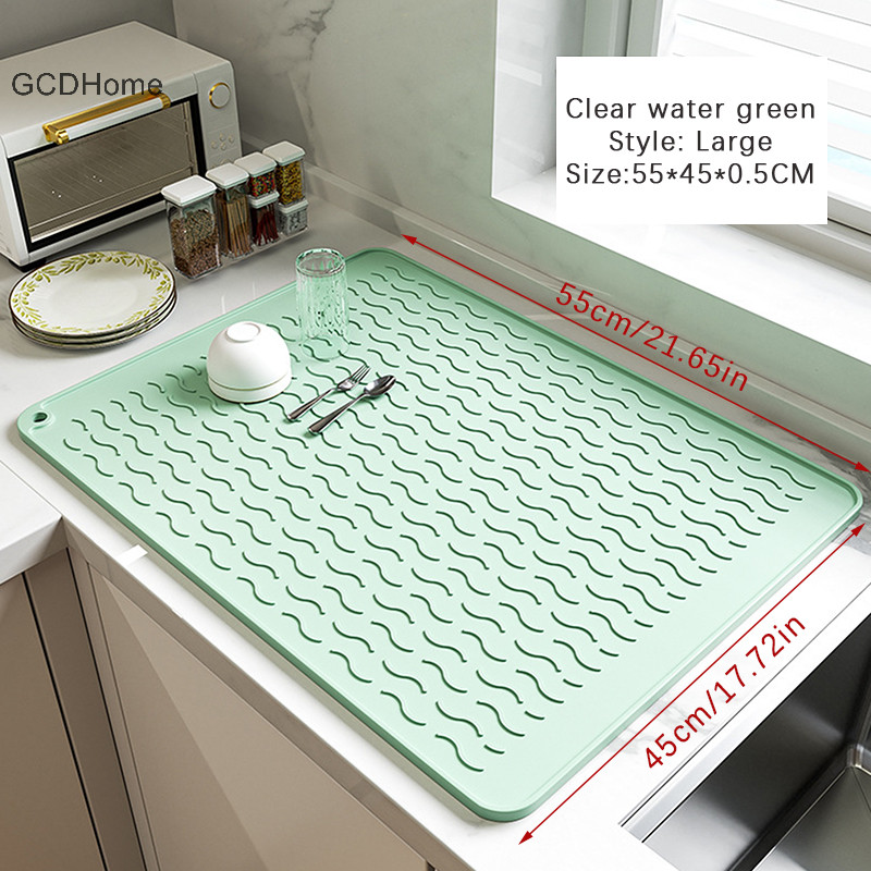 Gcdhome Silicone Dish Sấy Thảm Chịu Nhiệt Có Thể Gập Lại Chống Trơn Trượt Đĩa Thoát Thảm Nhà Bếp Mặt Bàn Nhỏ Giọt Khay Bồn Rửa Miếng Lót HOT