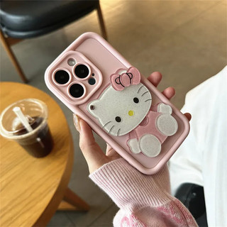 Ốp Điện Thoại Gương Trang Điểm Sanrio Kitty Mèo Cho Samsung Galaxy S24 S23 S21 Plus S24 S23 Ultra S23 S21 S20 FE S24 + S23 + S22 + S21 Girl Y2K Vỏ Mềm Dễ Thương Full Cover