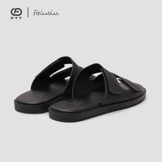 Dép Sandal nam Fttleather da microfiber hai quai ngang dáng trơn đế TPR bền, nhẹ, độ bám tốt