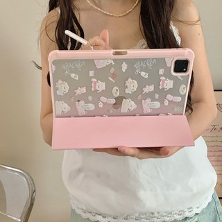 Vỏ gấp ba lần cho Mini6 Mini7 A17Pro iPad 5 6 7 8 9 10th 11th A16 Air4 Air5 Air6 10.9 "Pro10.5 Pro11 Pro12,9 2018 Air Pro 11 13 2024 Vỏ da họa tiết chó con màu hồng đáng yêu