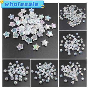 20 / 50 Chiếc 6-10 Mm Acrylic AB Màu Tròn Trái Tim Ngôi Sao Hạt DIY Handmade Chất Liệu Cho Bông Tai Dây Chuyền Trang Sức Làm