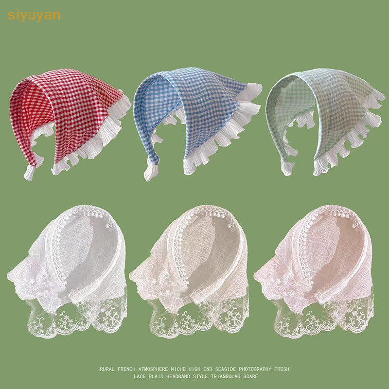 Siyuyan Trắng Ren Khăn Trùm Đầu Phong Cách Mục Vụ Tam Giác Khăn Nữ Retro Khăn Trùm Đầu Du Lịch Ảnh Phụ Kiện Tóc VN