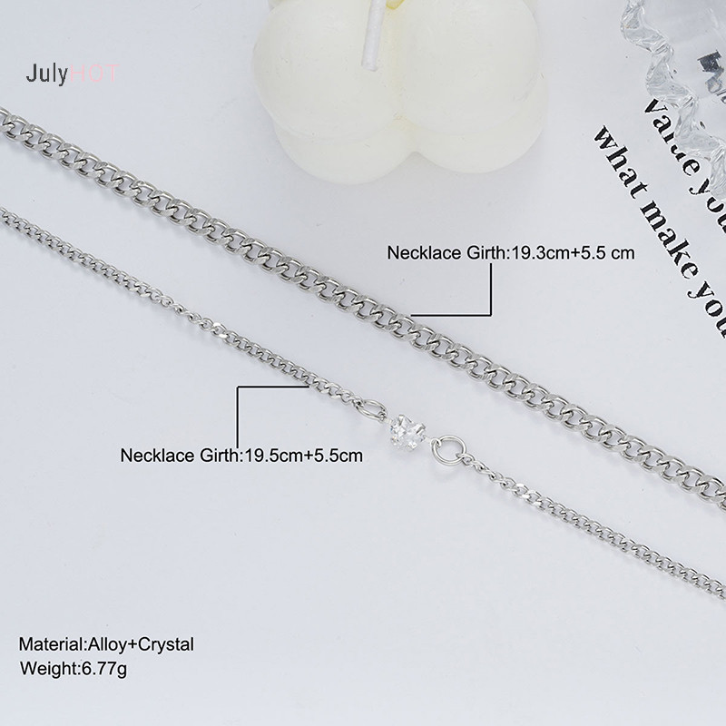 Bộ vòng tay bằng thép không gỉ thời trang đơn giản JULYHOT dành cho cặp đôi Unisex Nam Nữ Tình yêu Pha lê Trái tim Bạc Dây chuyền Vòng tay Trang sức Quà tặng Massivedeals
