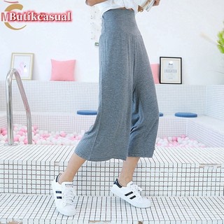Quần Cotton Nữ Cao Cấp Rộng Trơn Quần 2024 Mùa Hè Thường Ngày Rời Tập Yoga Co Giãn Quần M-2XL